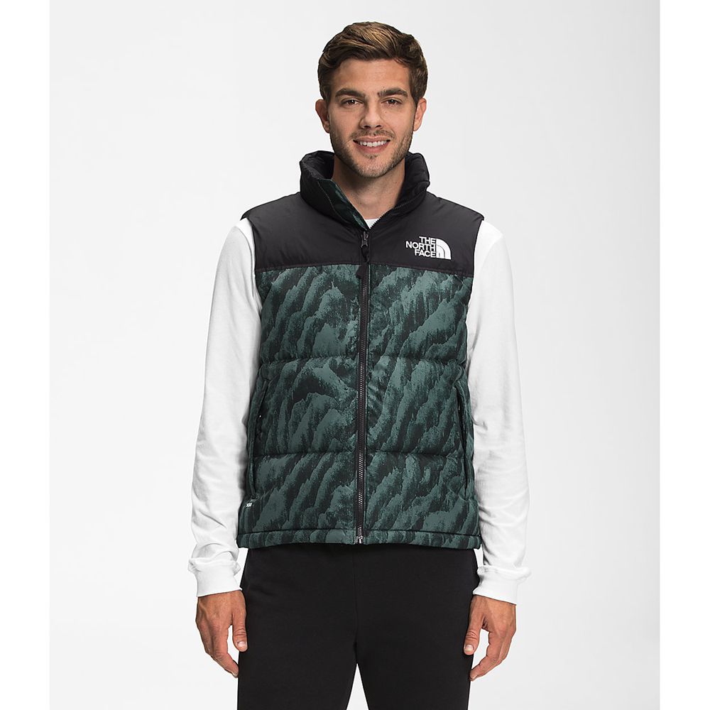 The North Face Nuptse Jacket Mens Australia - The North Face Printed 1996 Retro Green Mountain (AKF-